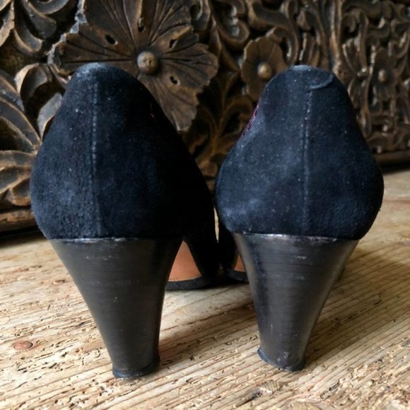 Vtg BOTTEGA VENETA Wingtip Snakeskin Leather Suede Contrast Stitch Heels 6.5 - Picture 11 of 16